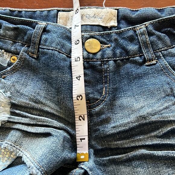 Freestyle Revolution Distressed Denim Jeans Shorts Woman Size 2 Sequins - Picture 7 of 7